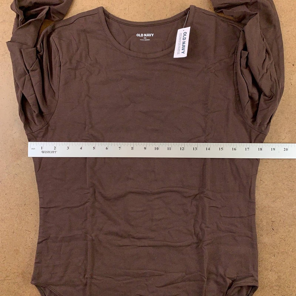 Old Navy Womens Bodysuit Brown Long Sleeve Round Neck Plus 2XL Snaps New - Picture 4 of 9